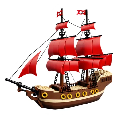 Pirate Ship (Toy) - Lego Pirate Ship (Model Year: 2021) (Iconic colour: Brown with red sails) sticker