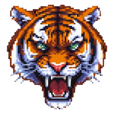 fierce tiger with sharp teeth and angry expression sticker