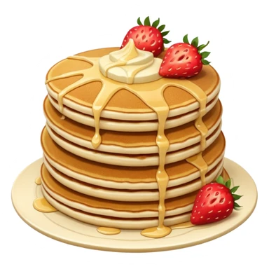 a stack of 3 pancakes with melted white chocolate and strawberries on the top pancake  sticker