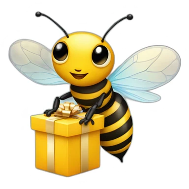 Bee with a gift box on his hands  sticker