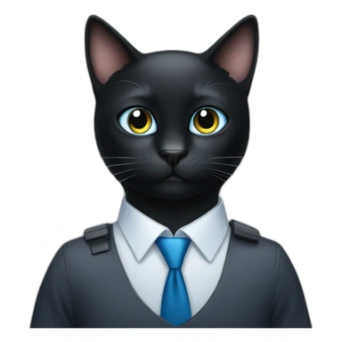 black cat with blue eyes goes to work sticker