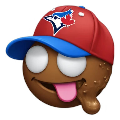 poop wearing a toronto blue jays baseball cap sticker