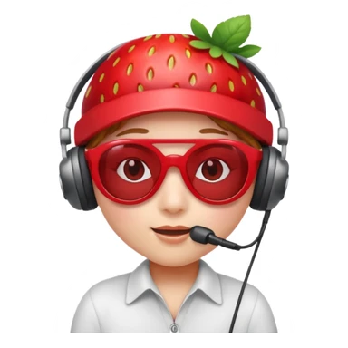 A Cute strawberry wearing headset and shades sticker