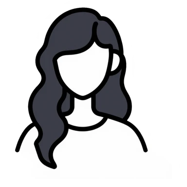 Clean minimalist tech avatar of white female with black hair for GitHub, digital tech theme sticker