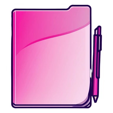 document folder, transparent glass with bright pink gradient from #FF335F to #FF99AA, soft shadows and highlights, minimalistic sticker