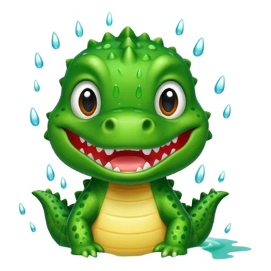 baby crocodile is showing under the shower  sticker