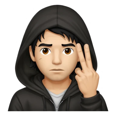 Moreno greñudo con capucha cuba la cara para el dedo del medio hombre pelo negro sticker