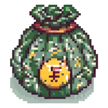 money bag icon, pixel art style, retro video game look sticker