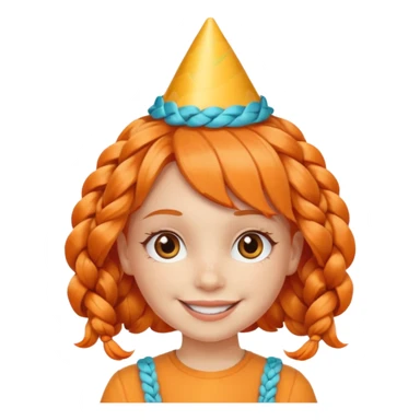 party hatted orange braided haired girl sticker