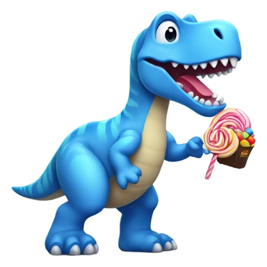 blue dinosaur with candy  sticker