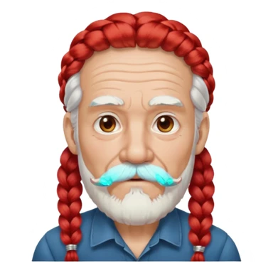 very old, white bearded and white mustached, red long haired, braided, wearing ear accessories sticker