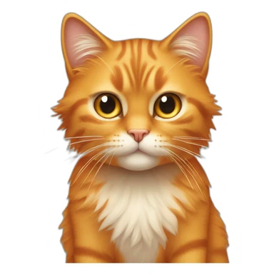 full body orange cute hairy cat with angry but baby face with a long tail sticker
