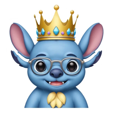 Stitch feliz con gafas y corona sticker
