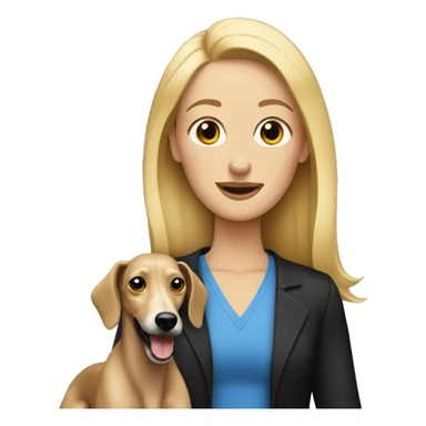 Blonde woman with black greyhound sticker