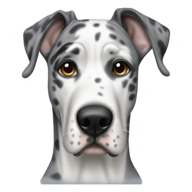 Asian man with blue Merle great dane sticker