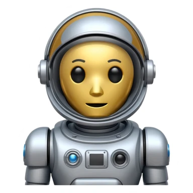 robot with astronaut's helmet sticker