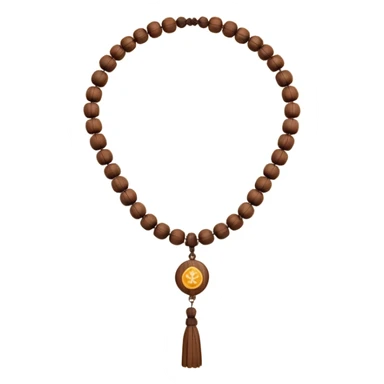 monk necklace object icon, wooden prayer beads with simple pendant, spiritual minimal design, natural wood texture, subtle sacred aura, 3D cartoon style, mobile game icon style, centered, clean background, no text, no watermark
 sticker