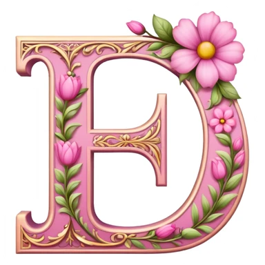 Pink, romantic, flowery, the letter “f” sticker