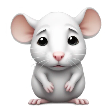 Cute sad white rat sticker