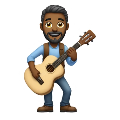 Homem  claro de bone barba tocando violão de corpo todo sticker