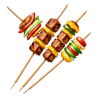 Street food skewer with grilled meat in emoji style sticker