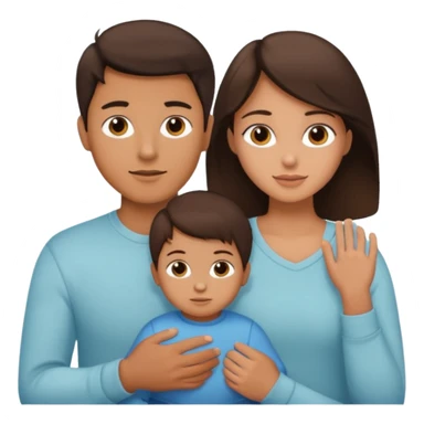 a brunette boy with his girlfriend and brunette 2 year old sticker