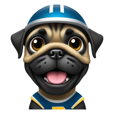 Black pug in a football uniform sticker