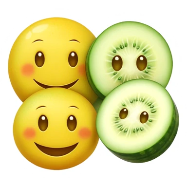 Yellow smiley at spa with cucumbers on eyes sticker