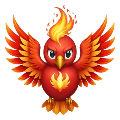 Phoenix force from marvel in a shape of flame bird face to screen with spread wings sticker