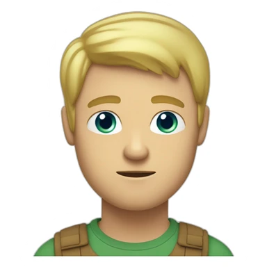 short blonde man with flushed face in a brown T-shirt and greeny blue eyes who is not smiling because he is flushing sticker