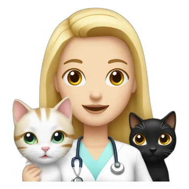 Nurse Blond white girl with 2 cats  one brown and one black sticker