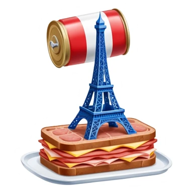 Spam meat Eiffel tower on a French flag sticker