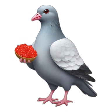 pidgeon holding red caviar in hand sticker