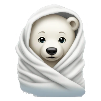 Baby polar bear wrapped in a blanket sticker