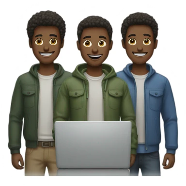 three dudes with laptops sticker