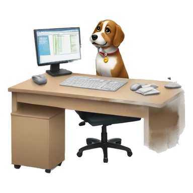 perro en una oficina de trabajo sticker