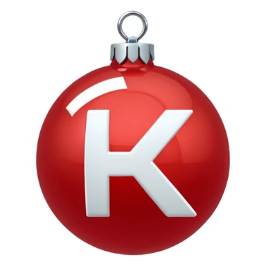 red Christmas ball with white "S" logo sticker
