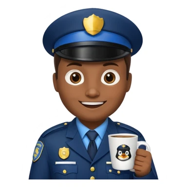 police penguin holding coffe sticker