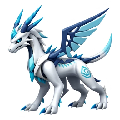 Futuristic Kyurem-reshiram-Glaceon-dialga-suicune-hybrid, full body sticker
