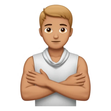 ￼man crossing his arms with his hands around his neck  sticker