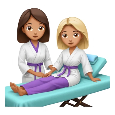 girl on spa bed relaxing while getting massage from woman sticker