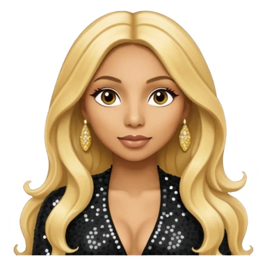 Tamar Braxton with long golden blonde hair, black sequin outfit sticker