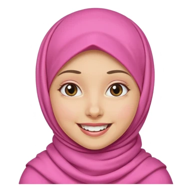 A medium light skin girl with pink hijab smile happily without teeth show sticker