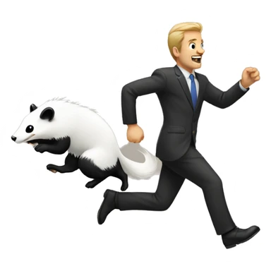 Man chasing skunk  sticker