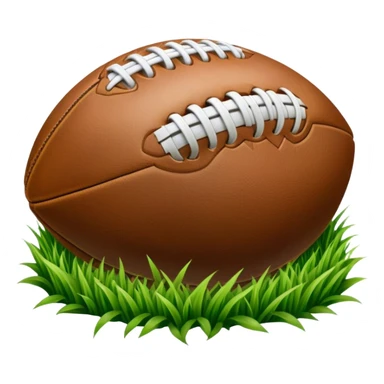 Cinematic Realistic image of an AFL ball resting on a lush, grassy field, showcasing weathered leather textures and intricate markings, bathed in soft, natural lighting that emphasizes its iconic role in the game sticker