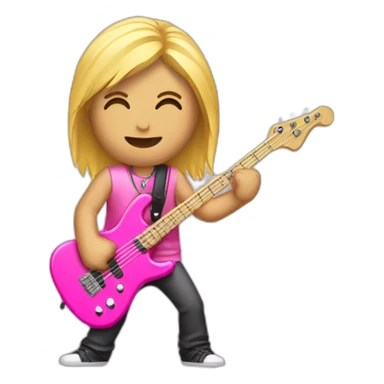 long-blond-bassguitar-player-pink-clothes-pink sticker