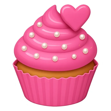 Remove the stars from the image. Keep the cupcake pink with pearls. The style should resemble emoji style. Remove the background completely. sticker