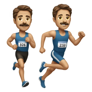 man brown hair with moustache running a race sticker