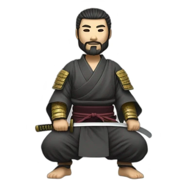 Samurai with hakama beard,meditation,katana, armor sticker