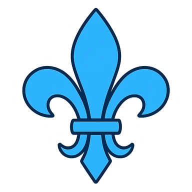 blue fleur-de-lys icon, color outline style, no text sticker